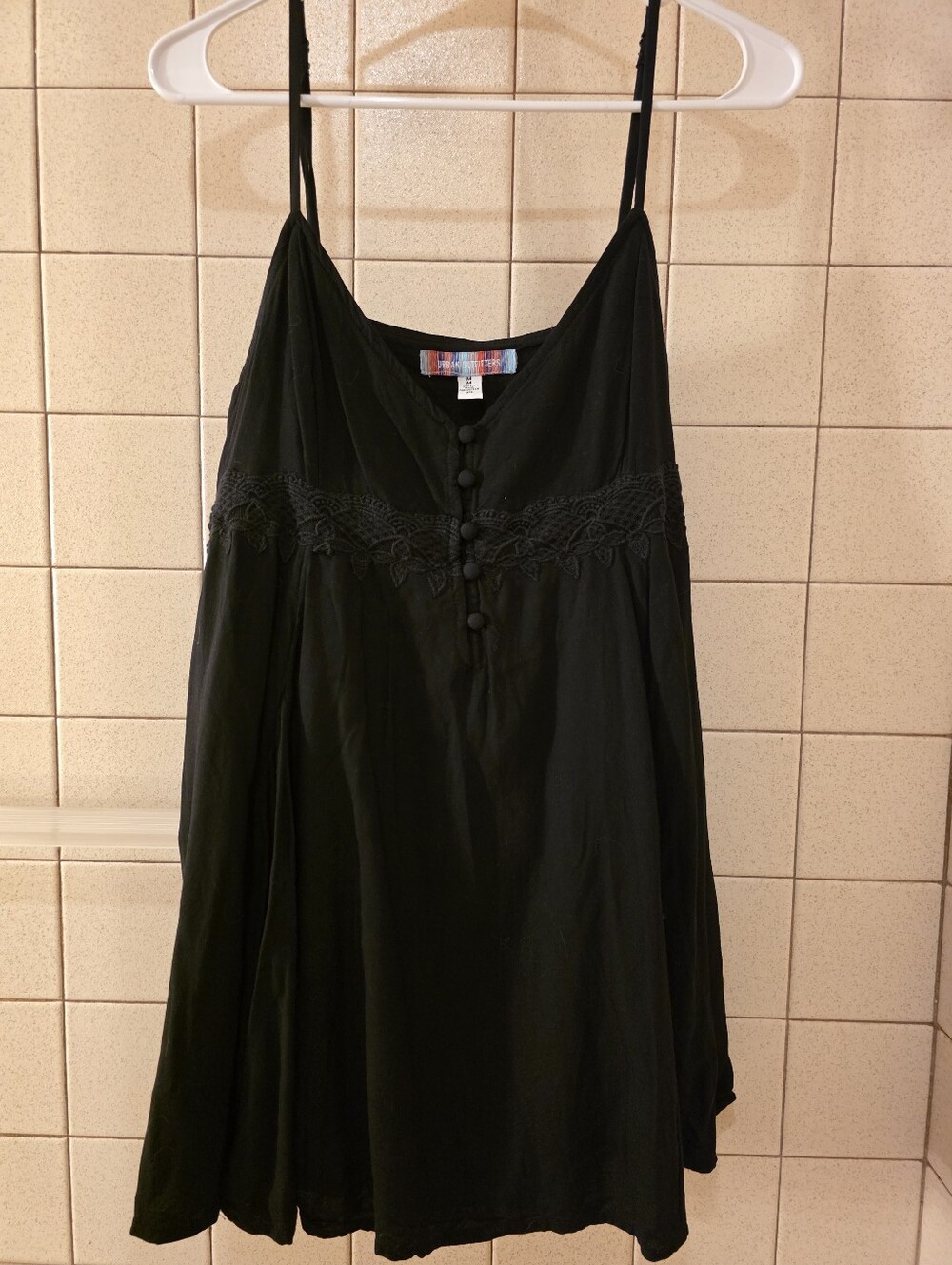 Urban Outfitters Black Spaghetti Strap Button Front Dress